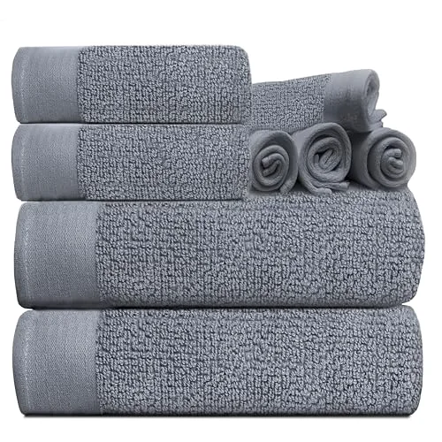 Popcorn Textured 8-Piece Set in Cool Grey