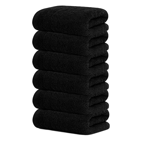 6-Piece Hand Towels in Black