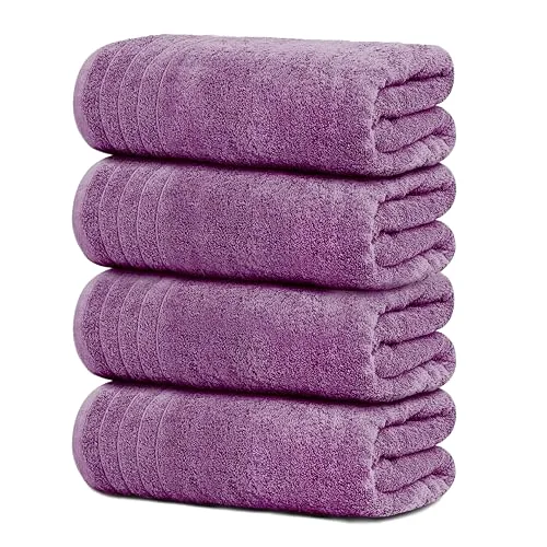 4-Piece Extra Large Bath Towels in Purple