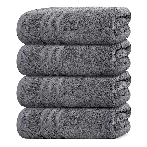 4-Piece Bath Towels in Dark Grey