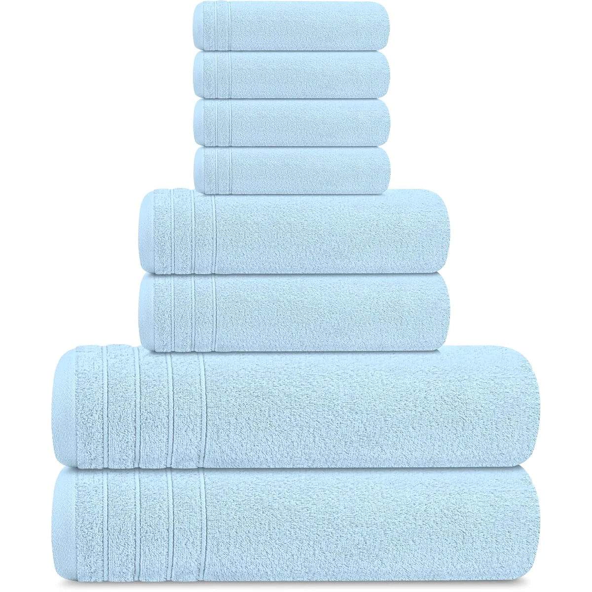 8-Piece Towel Set in Sky Blue