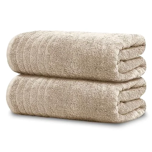 2-Piece Extra Large Bath Sheets in Beige