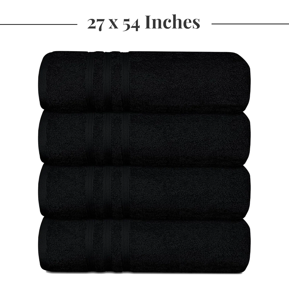 4-Piece Bath Towels in Black