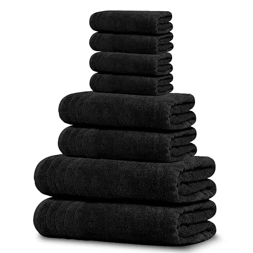 8-Piece Towel Set in Black