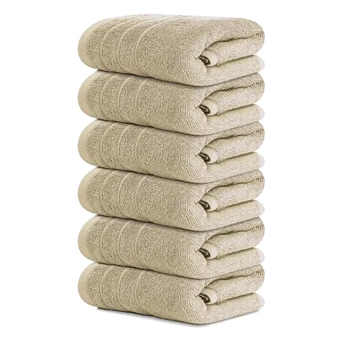 6-Piece Hand Towels in Beige