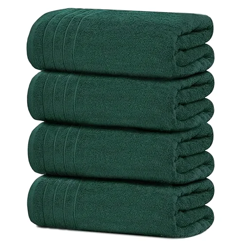 4-Piece Extra Large Bath Towels in Hunter Green