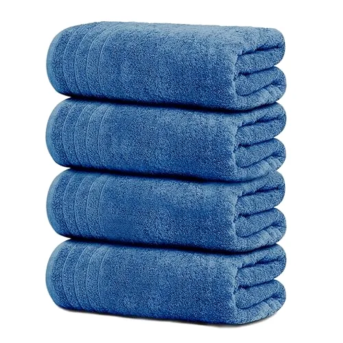 4-Piece Extra Large Bath Towels in Blue