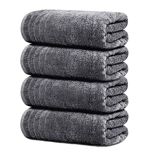 4-Piece Extra Large Bath Towels in Dark Grey