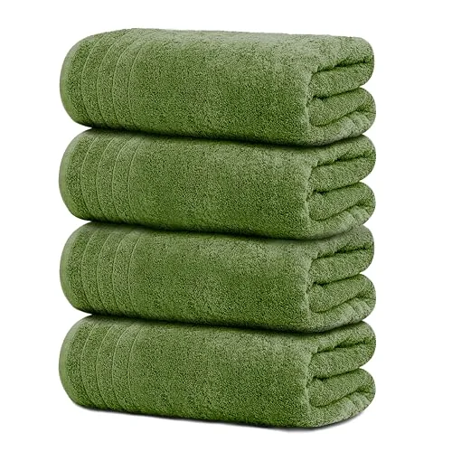 4-Piece Extra Large Bath Towels in Green