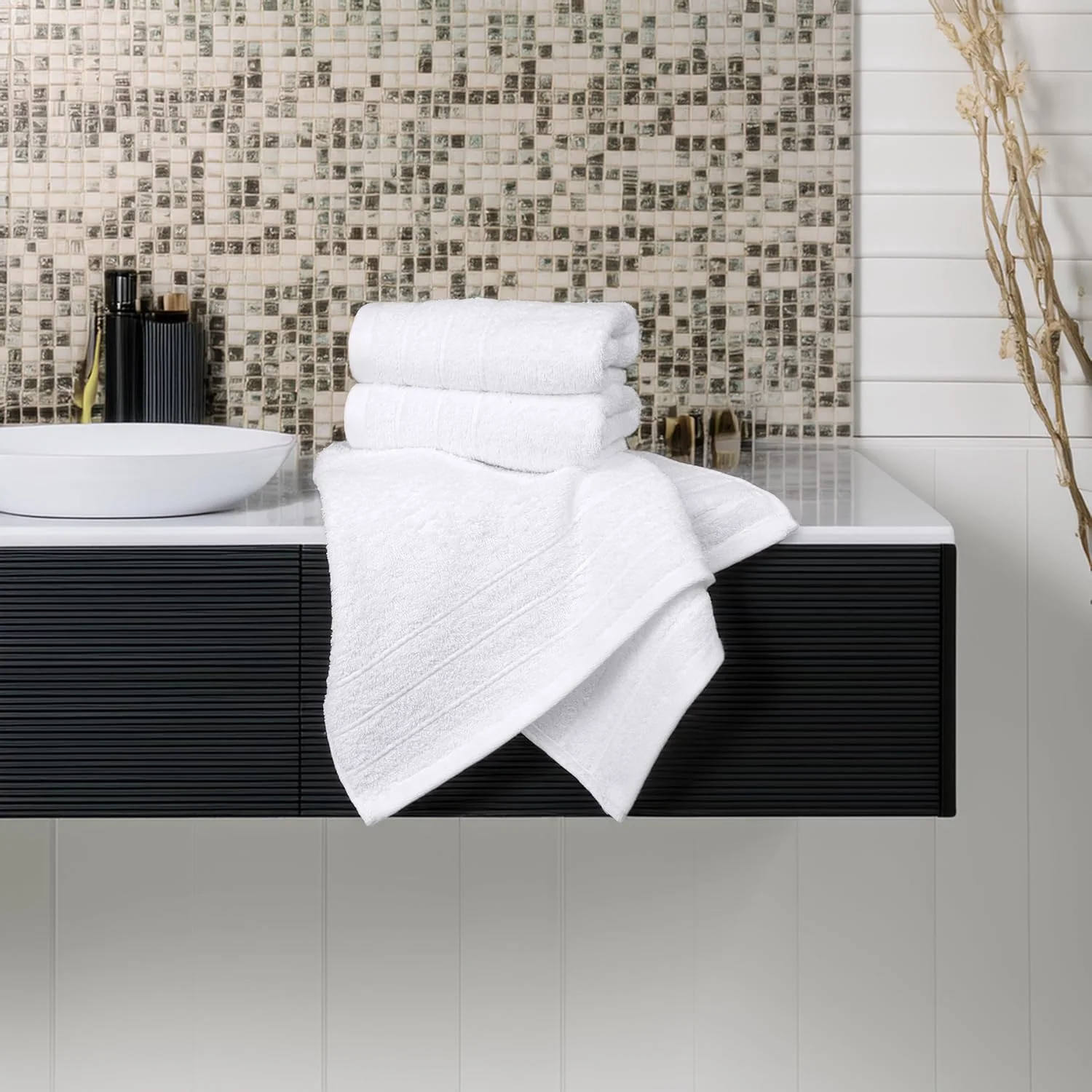 6-Piece Hand Towels photographed in a bathroom