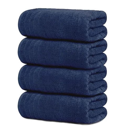 4-Piece Extra Large Bath Towels in Navy