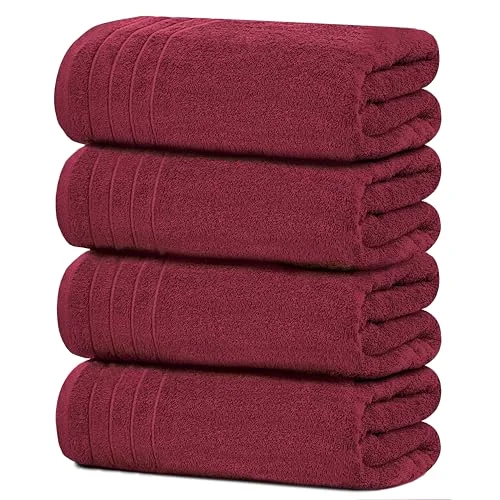 4-Piece Extra Large Bath Towels in Burgundy