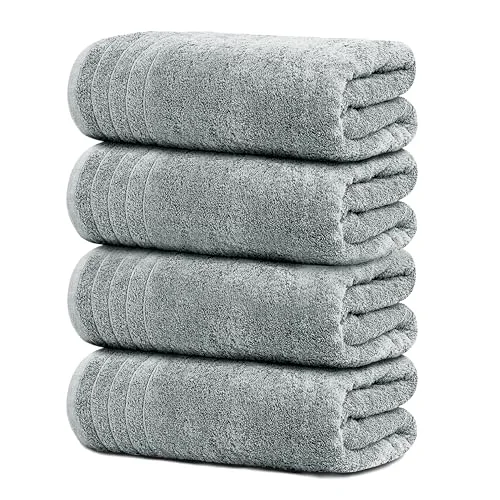 4-Piece Extra Large Bath Towels in Cool Grey