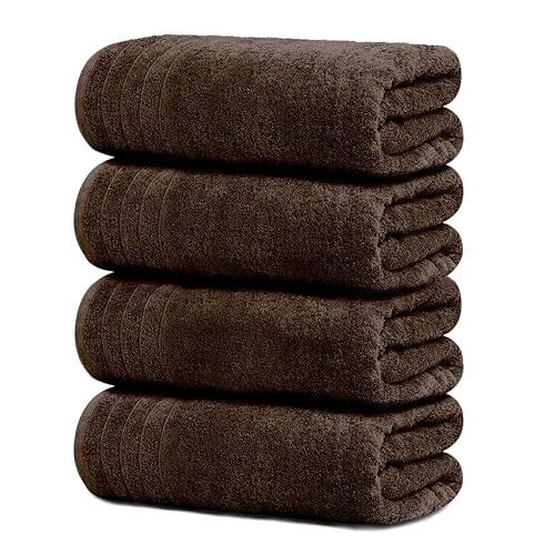 4-Piece Extra Large Bath Towels in Brown